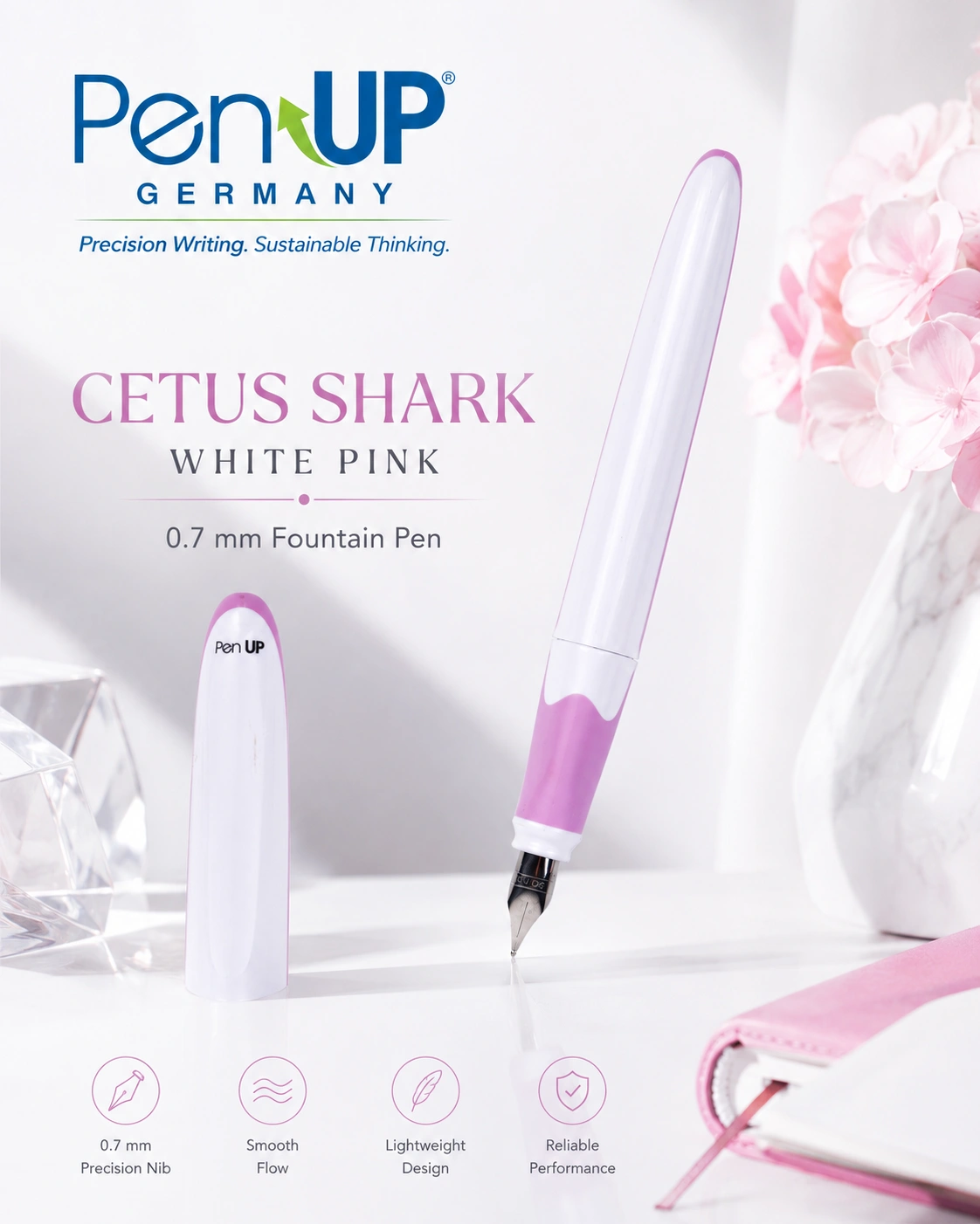 CETUS - Shark - White Pink - Fountain Pen