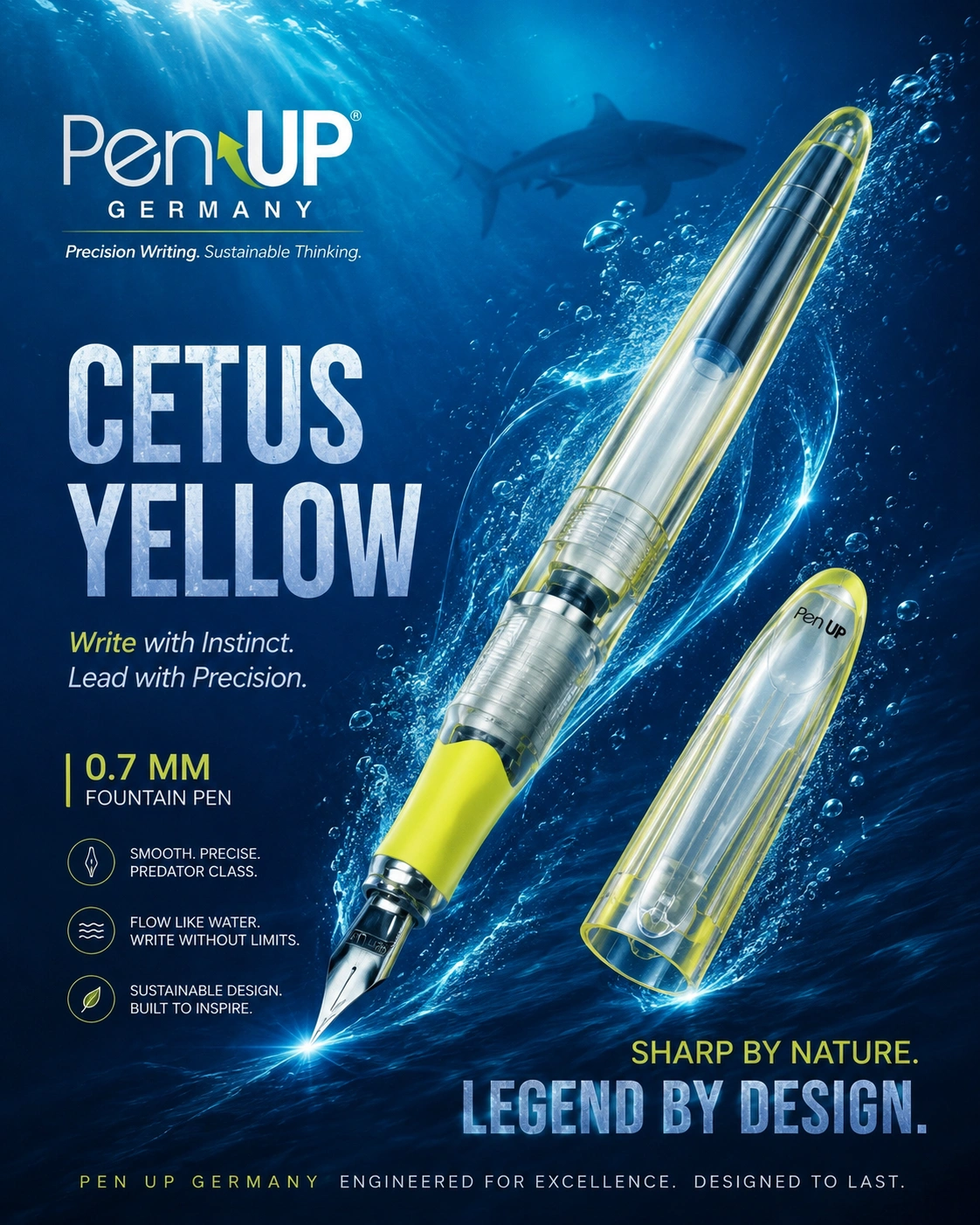 CETUS - Shark - Yellow Transparent - Fountain Pen