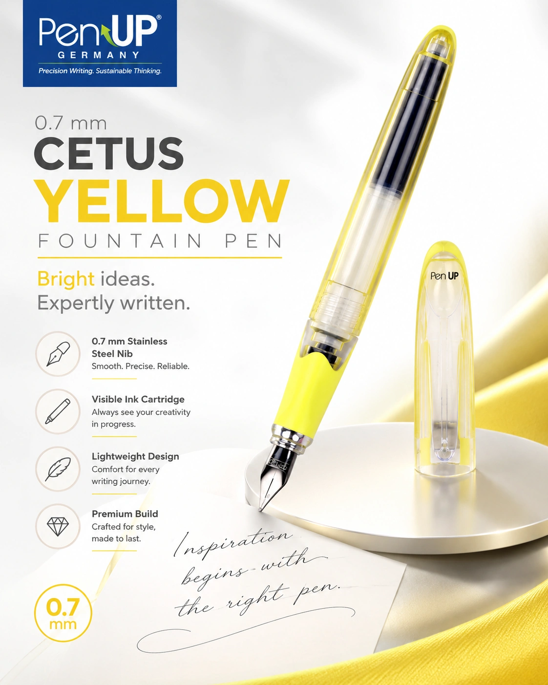 CETUS - Shark - Yellow Transparent - Fountain Pen