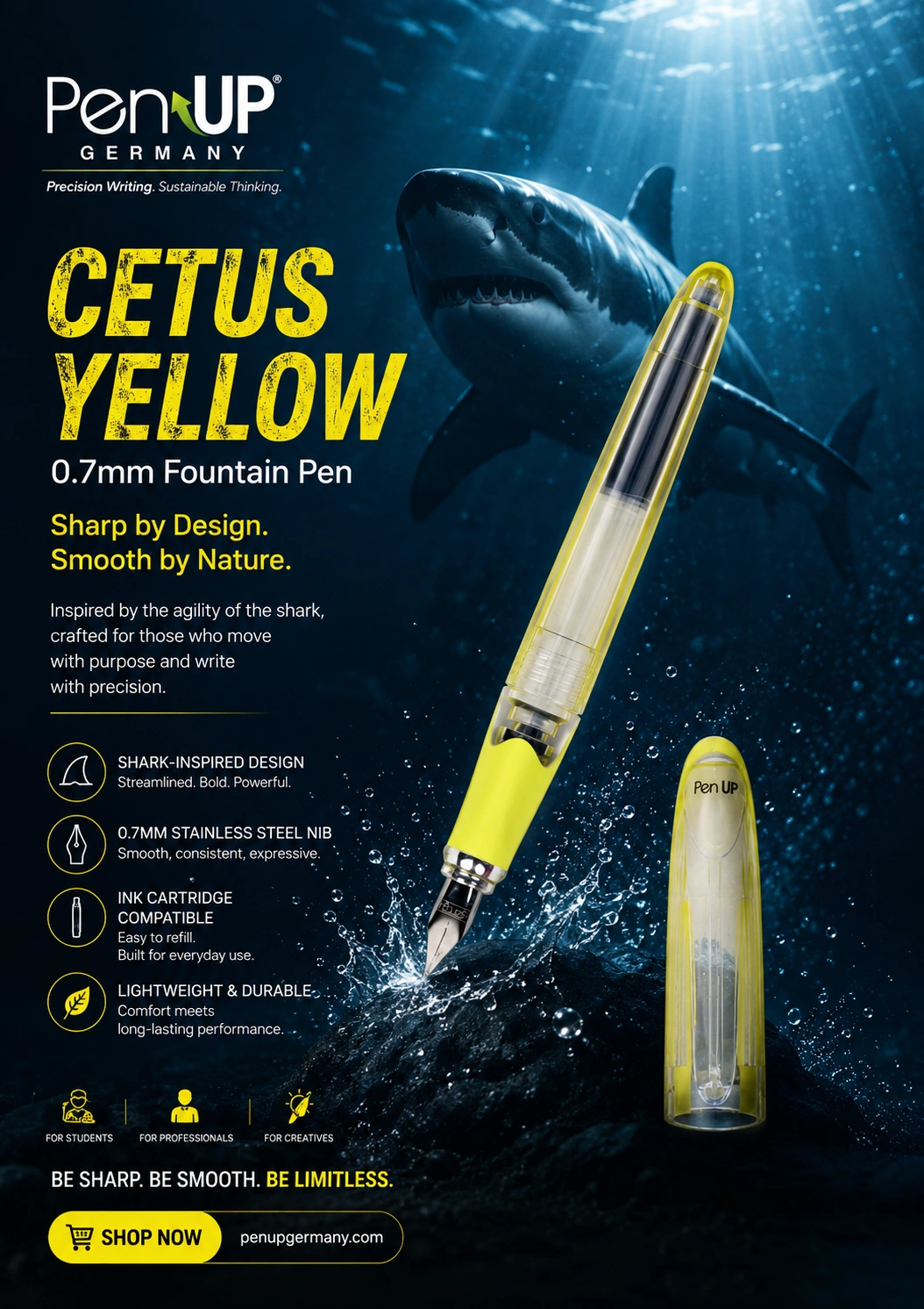 CETUS - Shark - Yellow Transparent - Fountain Pen