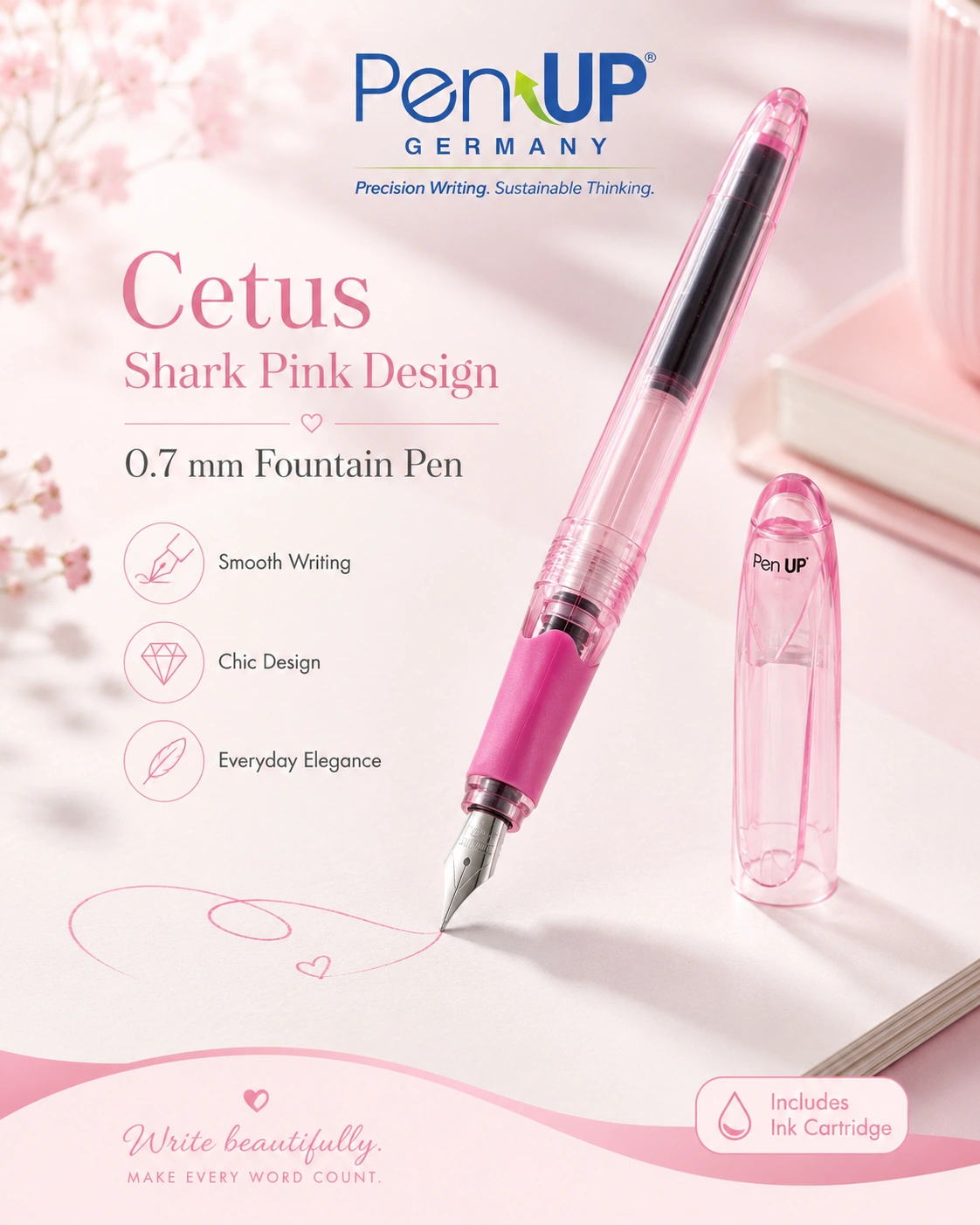 Cetus - Shark - Fuchsia Transparent - Fountain Pen