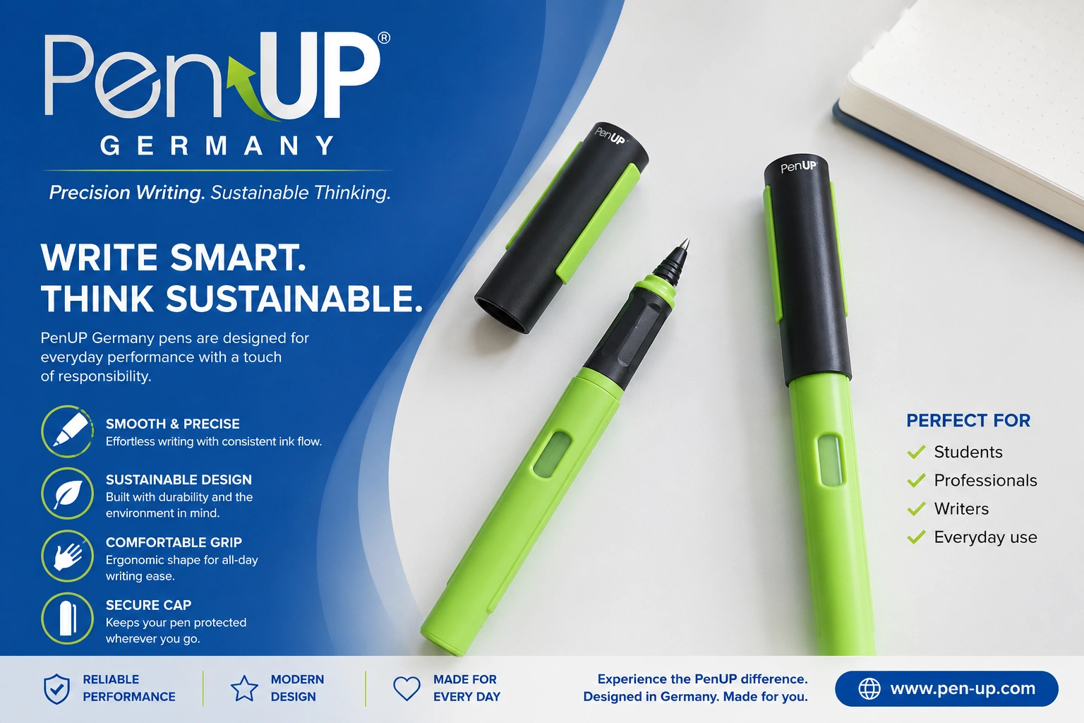 Fricky - Light Green - Black - Roller ball Pen.
