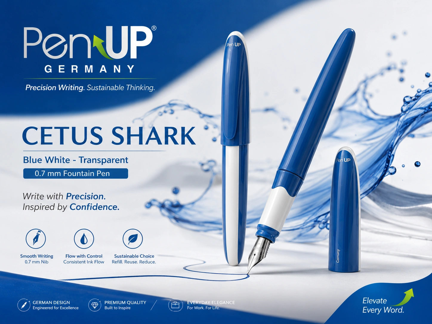 Cetus - Shark - Blue White - Fountain Pen