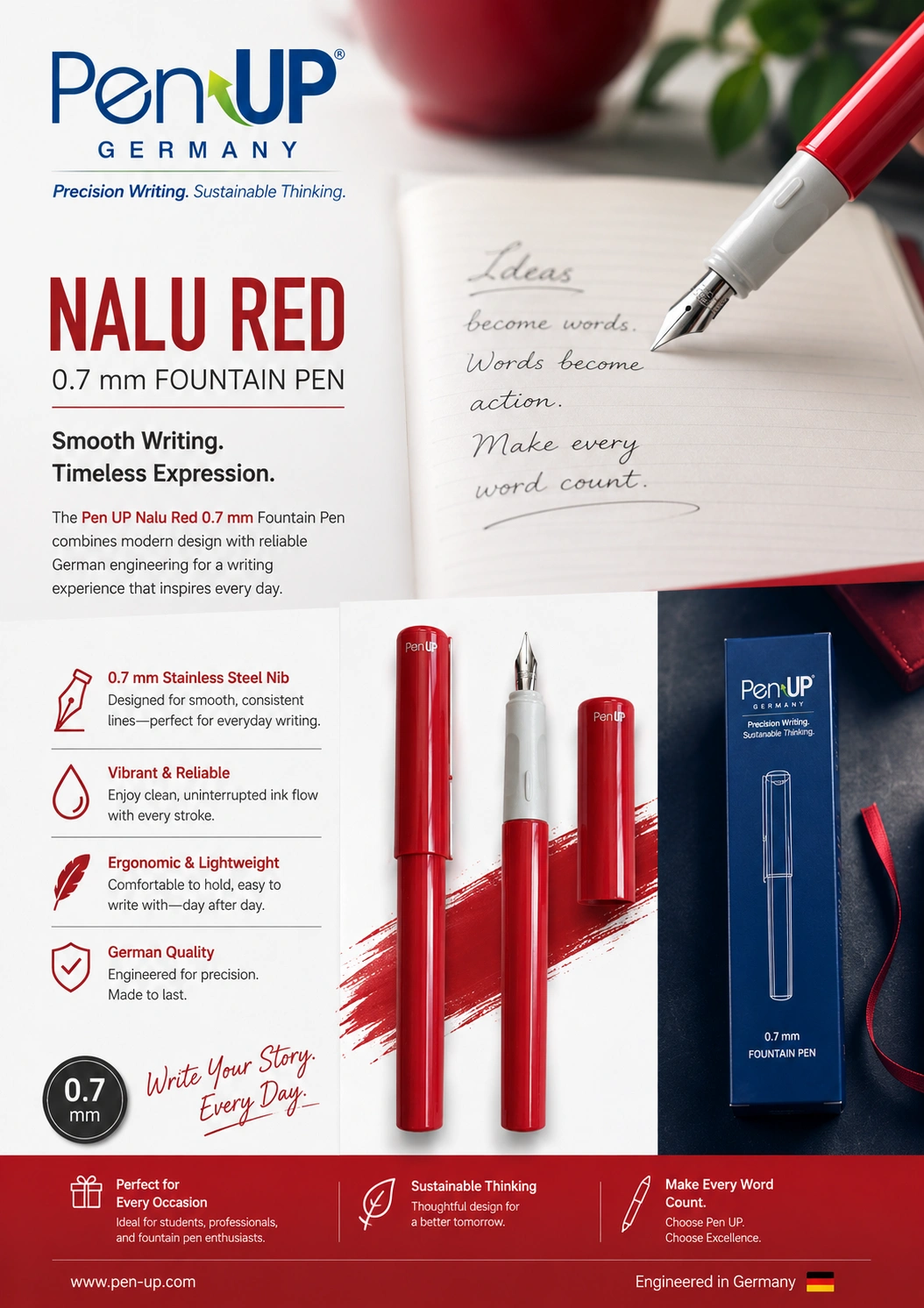 NALU - Red - Fountain Pen