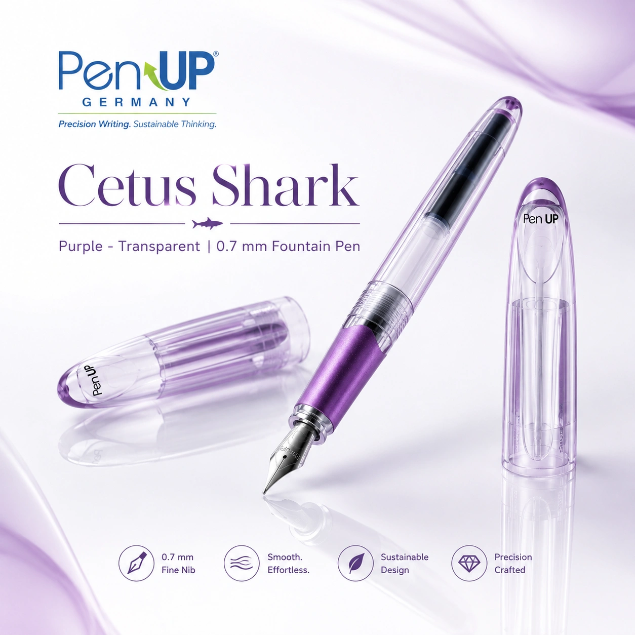 Cetus - Shark - Purple - Transparent - Fountain Pen