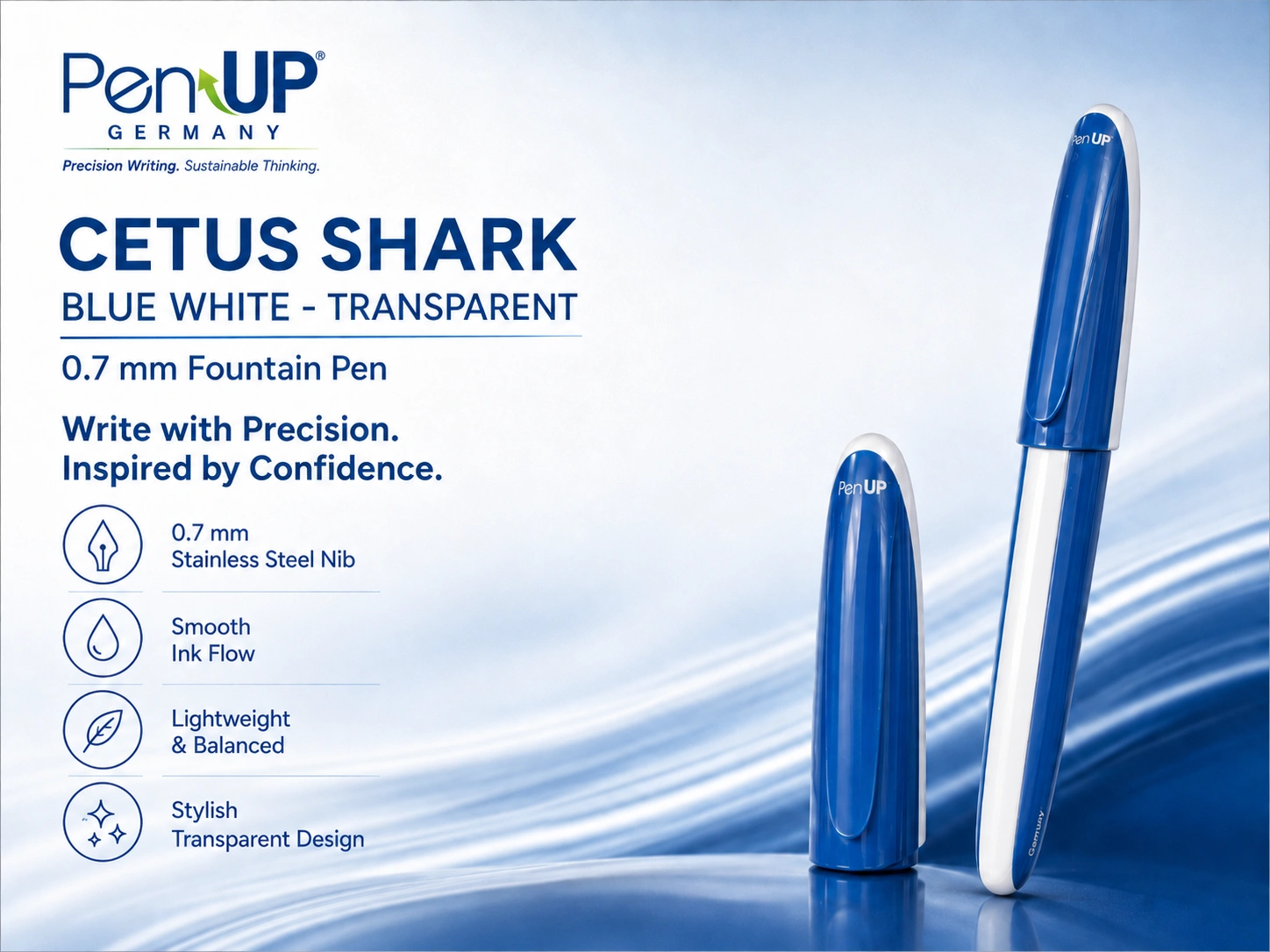 Cetus - Shark - Blue White - Fountain Pen