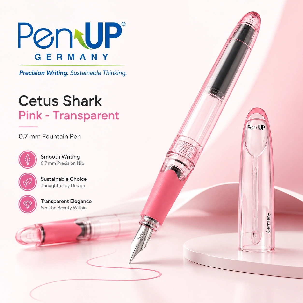 Cetus - Shark - Pink Transparent - Fountain Pen