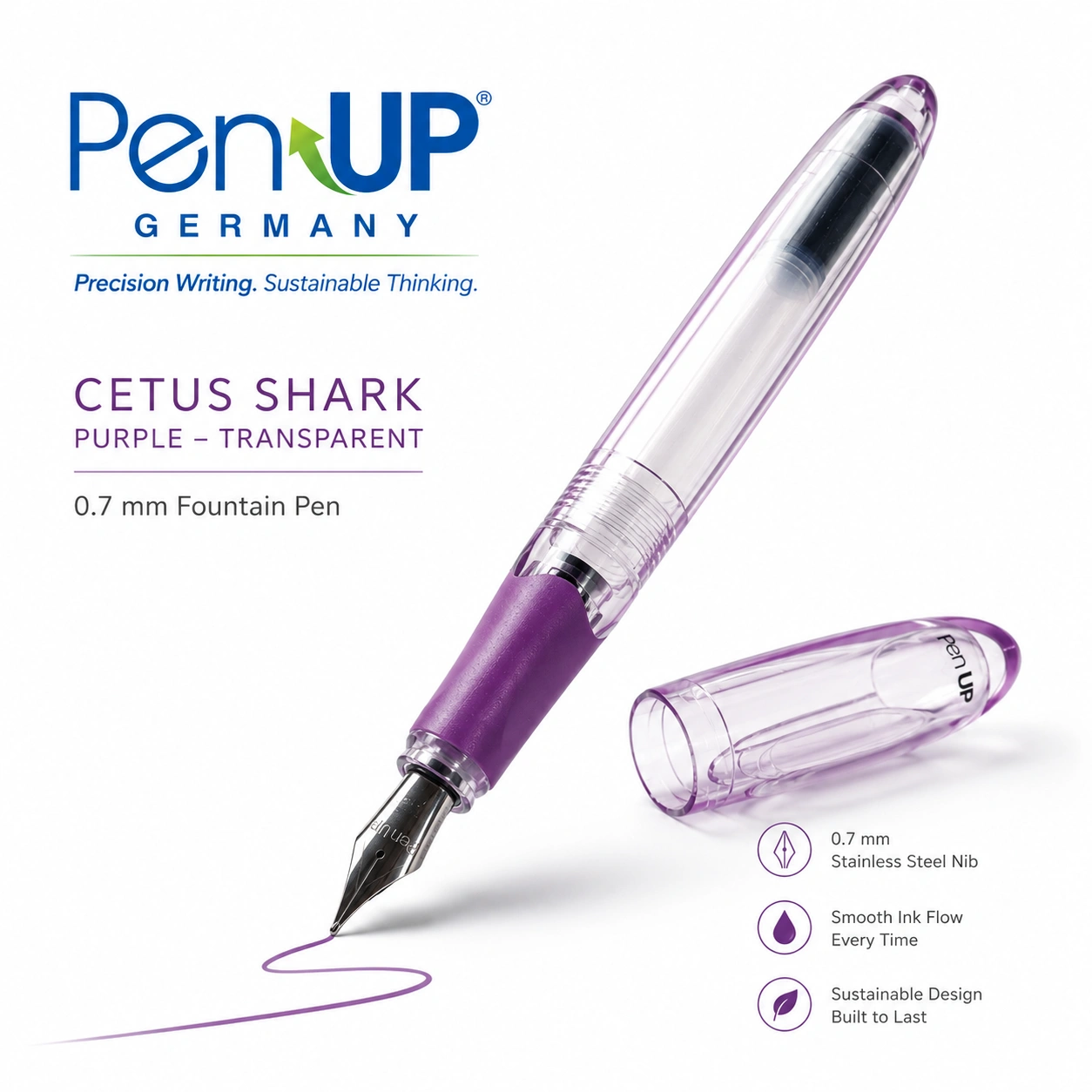 Cetus - Shark - Purple - Transparent - Fountain Pen