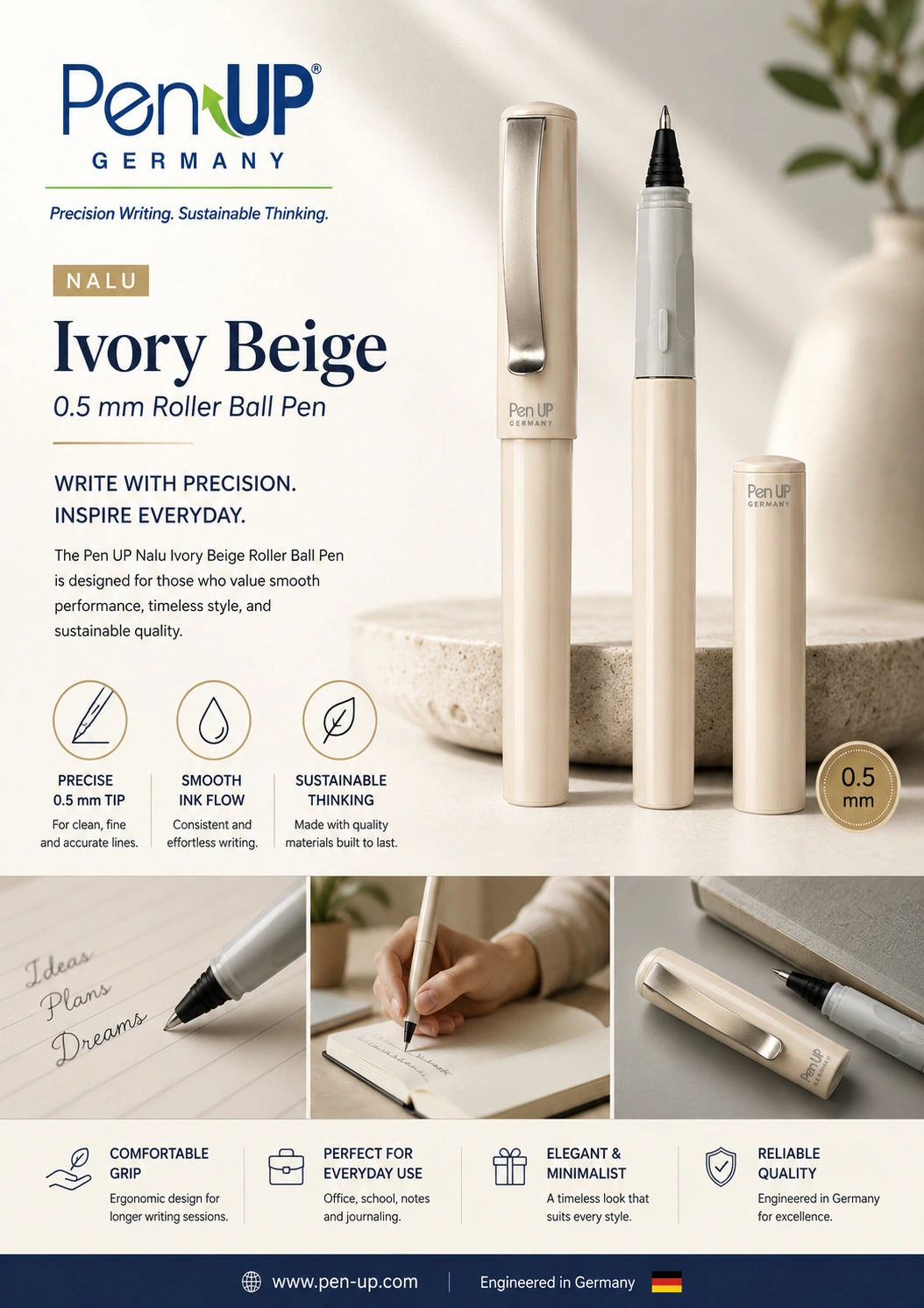 NALU - Ivory Beige - Roller Ball Pen